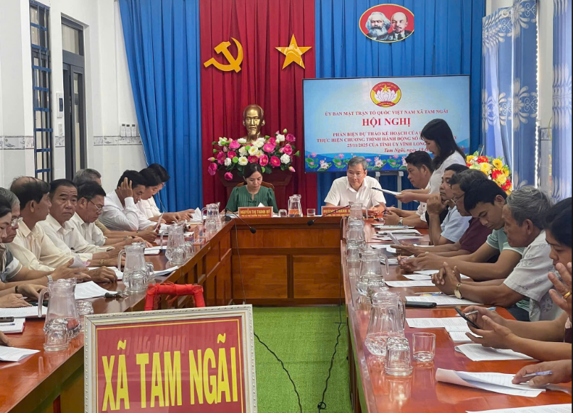 UBMTTQ VN xã Tam Ngãi tổ chức Hội nghị phản biện dự thảo kế hoạch của Đảng ủy thực hiện chương trình hành động của tỉnh ủy Vĩnh Long